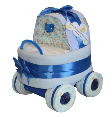 Windeltorte | Windelkinderwagen Stubenwagen blau | Babygeschenk