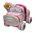 Windelauto mit Kuschelbär und Schnullerkette rosa