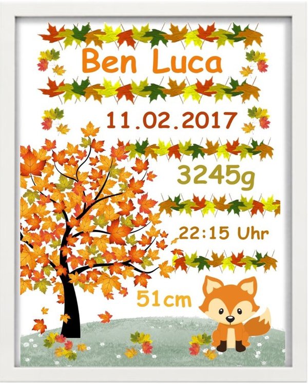 Bilderrahmen "Herbst" - Fuchs weiß