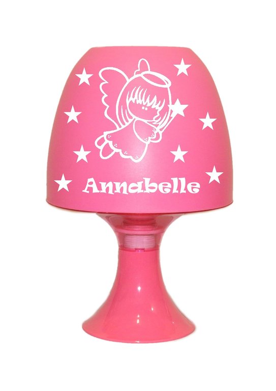 Tischleuchte Kinderlampe - Engel - mit Wunschname rosa