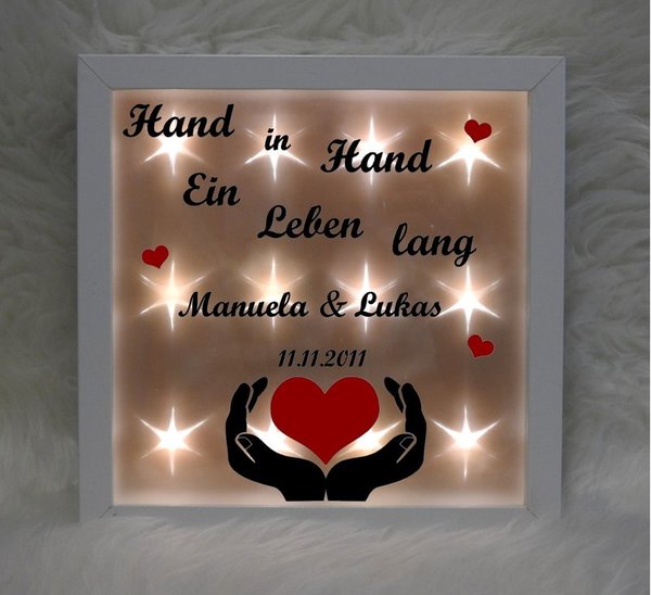 Beleuchteter Bilderrahmen - Hand in Hand - Hochzeit (54)